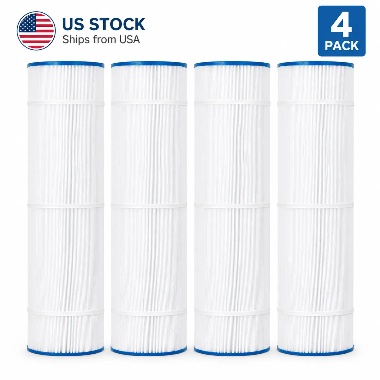 Outdoor 4-Pack Round Cylindrical Pool Filter Cartridges - Replaces Pentair CCP420, PCC105-PAK4, 178584, C-7471, Darlly 71053, 817-0106, R173576, Filbur FC-1977 for Improved Filtration