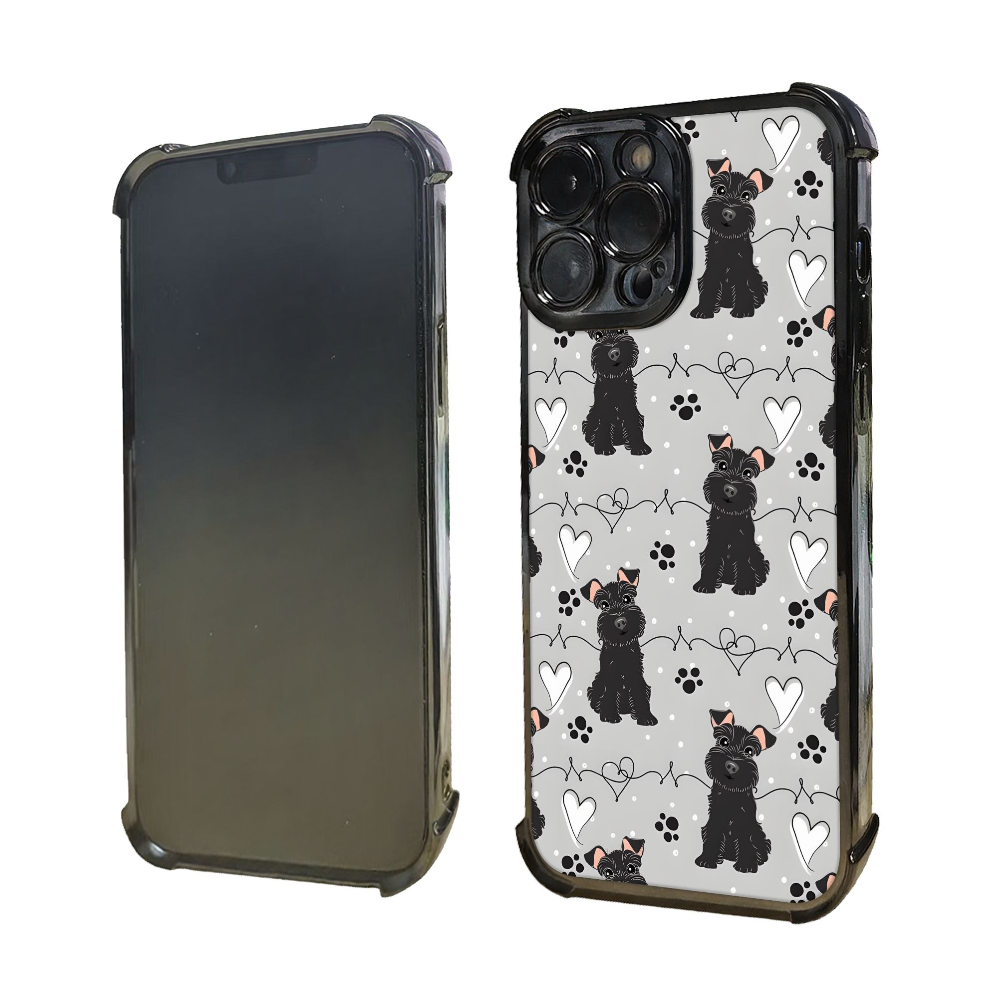 Phone Case - A Single Piece of a Black Miniature Schnauzer Phone Case Featuring an Electroplating Process, Designed for Protection with Reinforced Cushioning And Collision Prevention, Compatible with Various Models of Iphone 17, 16, 15, 14
