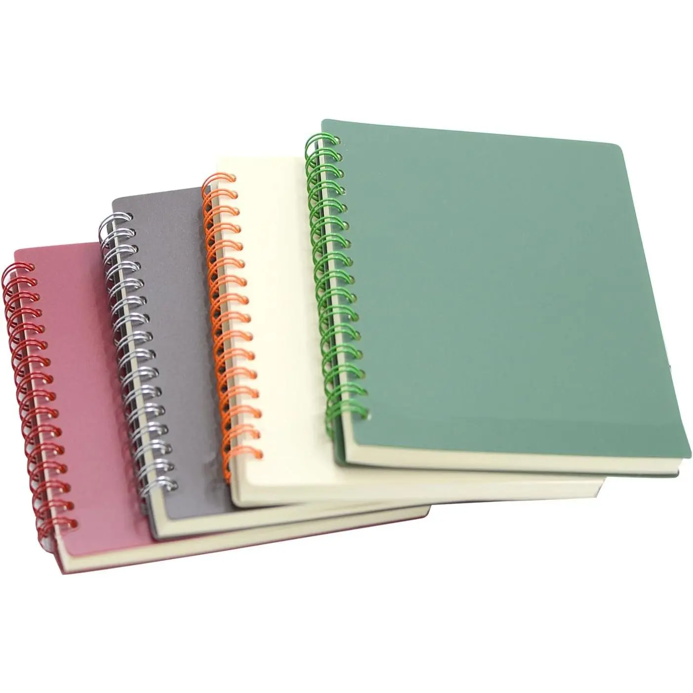 4 count A6 Spiral Notebooks 8mm Ruled 5.7 x 4.1 inch Hardcover 160 Pages Journals for Work Students Study and Notes (4, Dark color)