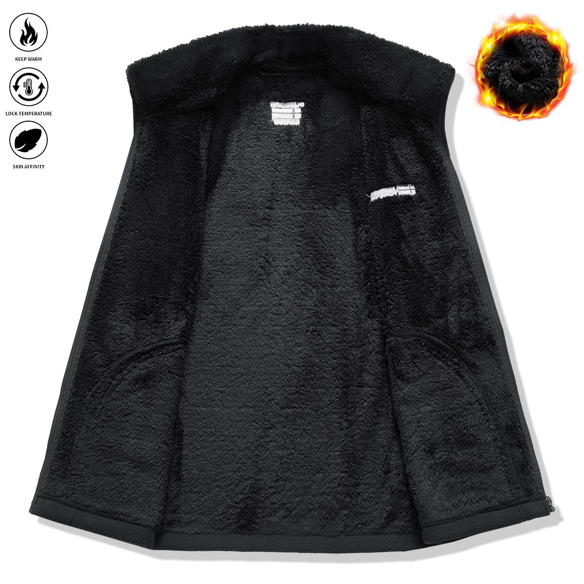 Men's Thermal Fleece Vest Lightweight Warm Winter Jacket, Stand Collar Athletic Sleeveless Vest for Gym, Hiking , Winter Vest, Outdoor Activities, Details, Durable Construction, Fitness Enthusiasts, Hiking Gear, Breathable Fabric, Gym Wear