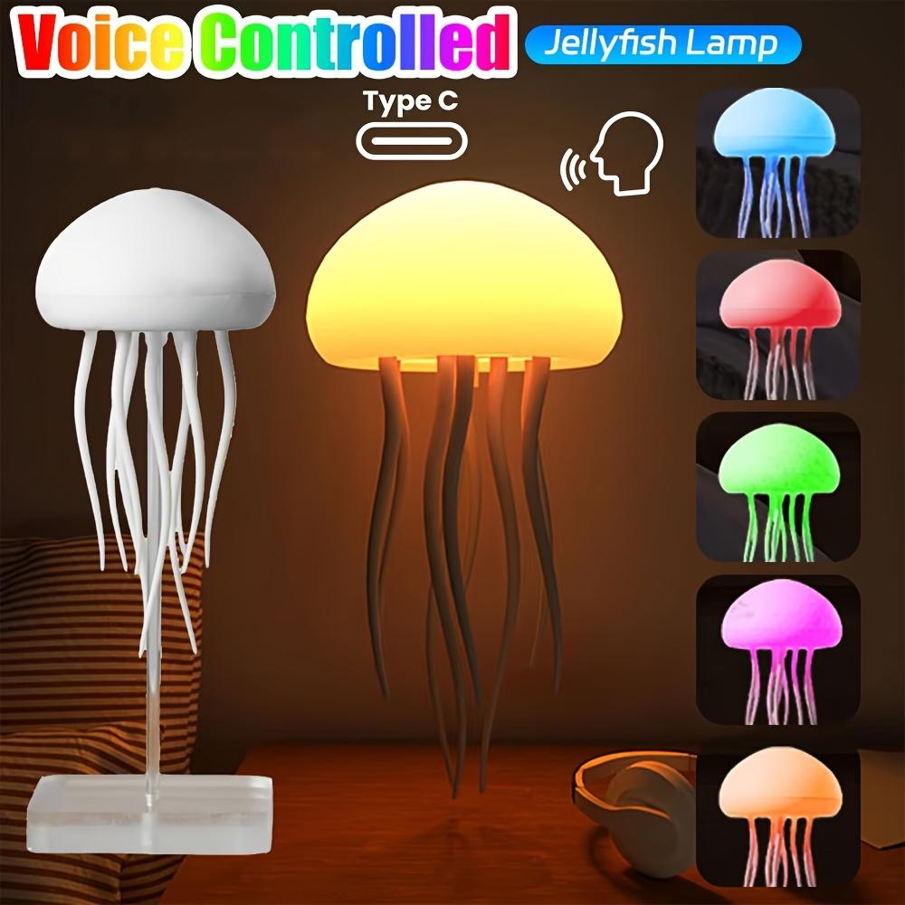 A Contemporary LED Lamp Designed Like a Jellyfish, Featuring Voice Control, a 2000Mah Lithium Battery, Full-Color Gradients, And Realistic Tentacles. It Offers an Extended Battery Life And Can Be Used As a Freestanding Or Hanging Decoration for Your