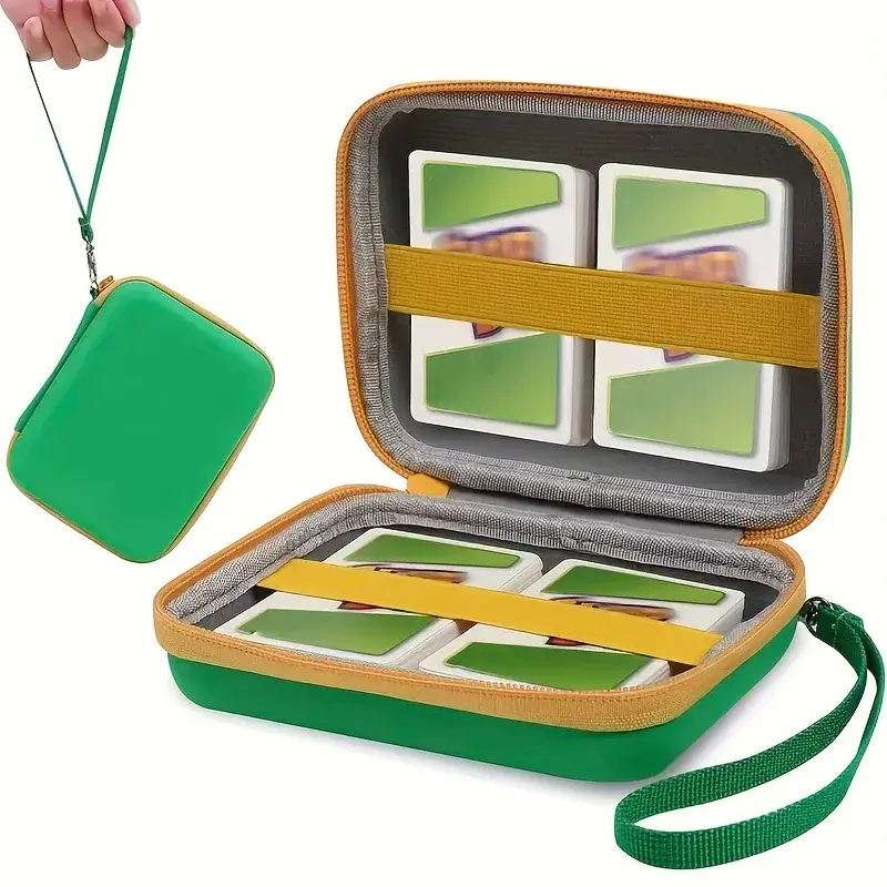 Green hard shell card storage box - durable PU material, portable storage magic,ideal birthday gift, card storage box