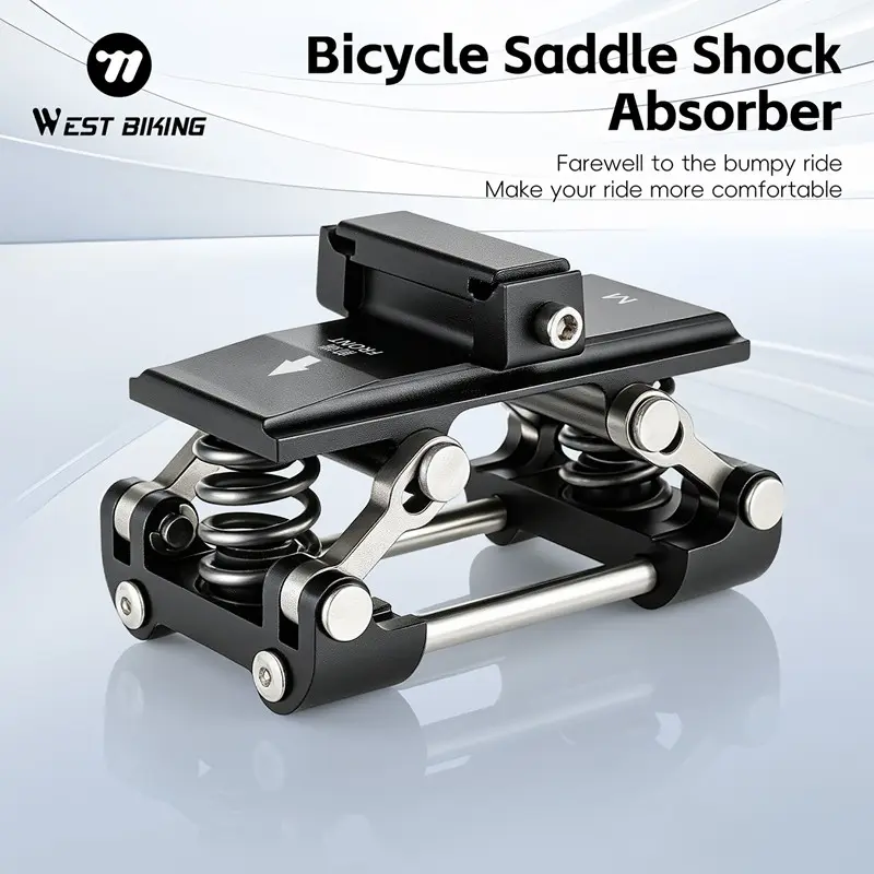 WEST BIKING Bicycle Saddle Shock Absorber, Bump Absorber, Aluminum Alloy Bike Seat Suspension Damper, Dual Spring Shock Absorbing Seat Post Mount Adapter for Mountain Road Folding City Bikes, Load Capacity 60-100KG