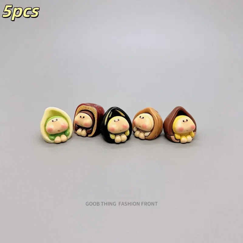 5pcs Resin Baby Nut Ornaments with Base Glue, Desktop Mini Landscape Decor, DIY Craft Supplies, Fun Gifts for Halloween & Christmas