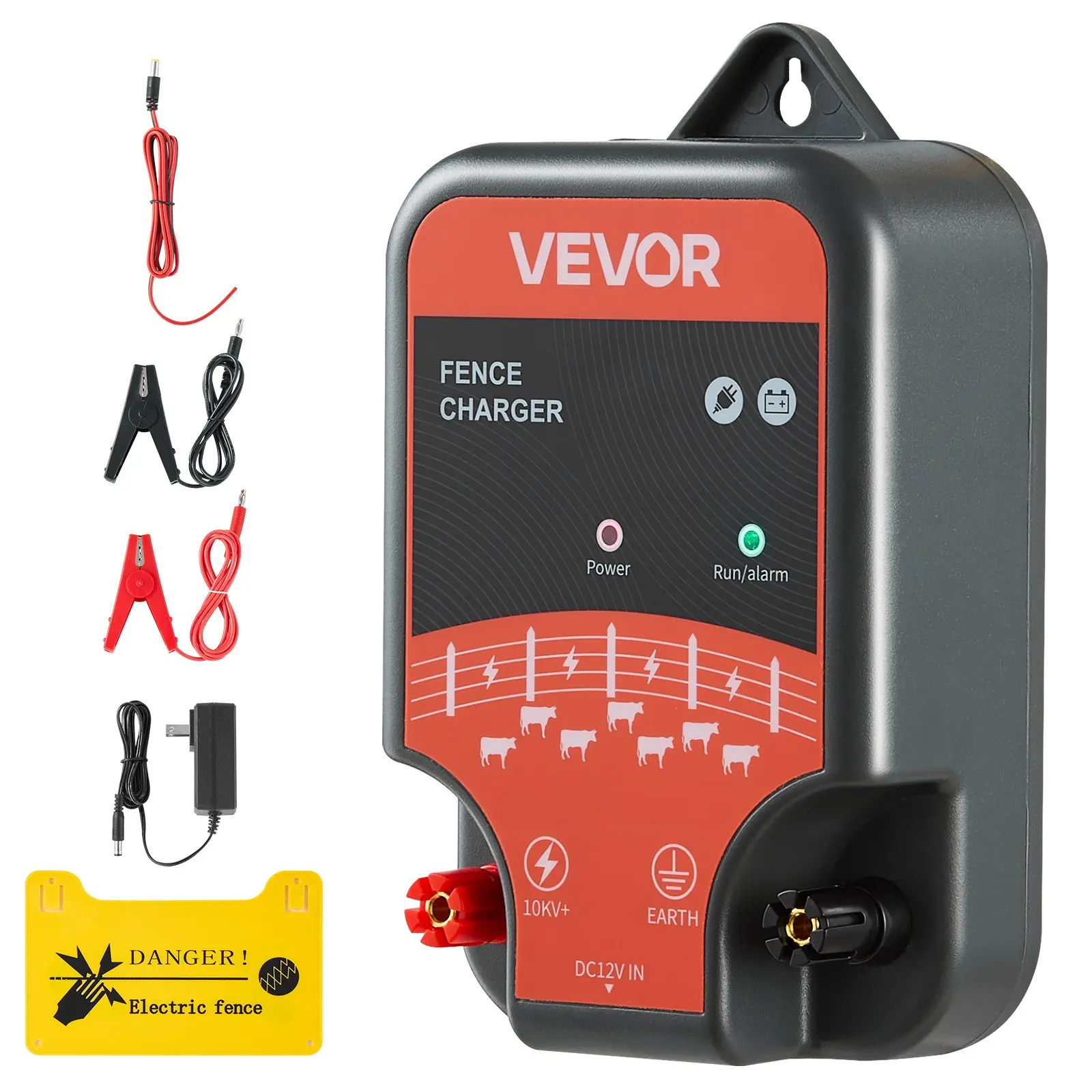 【DealsForYouDays】VEVOR Electric Fence Charger, 10kV 2J, AC DC Electric Fence Energizer with LED Indicator, 1.86 Miles Range, Powerful Plug-in Fences Charger, Prevents Wild Animals Intrusion for Livestock Poultry