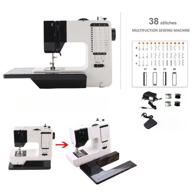 Portable Sewing Machine, Household Sewing Machine with 38 Sewing Functions, Sewing Machine with Extension Table, Foot Pedal & Accessories Set