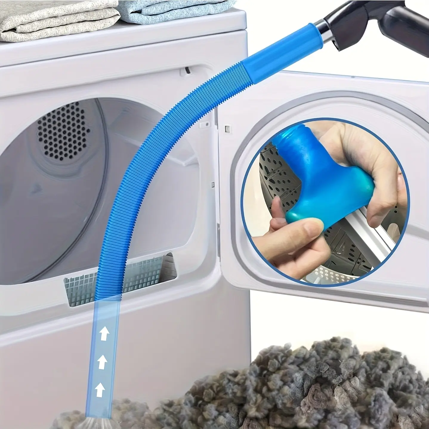Flexible Design Vacuum Hose Attachment for Dryer Vent Cleaning, Elastic Connector, Secure Fit, Compatible with Most Vacuums, Plastic Material, 1pc