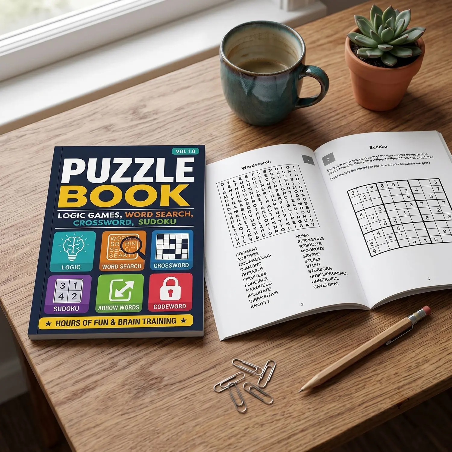 Fun Logic Game Book with 108 Puzzles Including Logic Games Word Riddles Crosswords Sudoku and Word Search for Brain Teasers and Mental Challenge