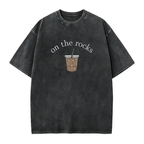 Comfort Washed Cotton Coffee Shirt - Iced Coffee Lover Gift - Multi Color Short Sleeve Tee - Funny Coffee T-Shirt - Trendy Round Neck Casual Top