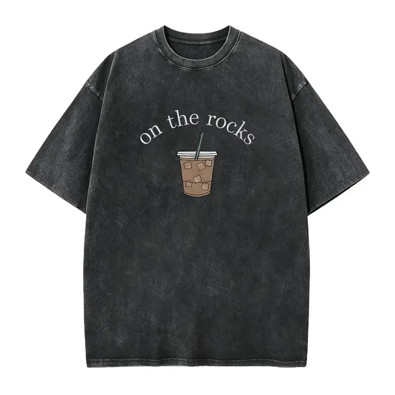Comfort Washed Cotton Coffee Shirt - Iced Coffee Lover Gift - Multi Color Short Sleeve Tee - Funny Coffee T-Shirt - Trendy Round Neck Casual Top