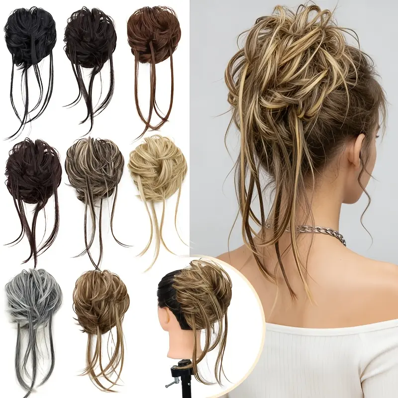 Synthetic Wig Rings, Lazy Beard Wig Rings, Fluffy Women's Headdress Plates, Meatball Hair Rings, Ideal for Christmas and Halloween Gifts