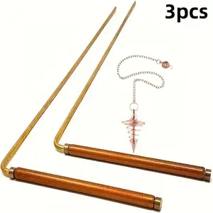 3PCS Copper Detector Kit with 1 Pendulums - Divination Rods with Box, Find Energy Or Hidden Objects