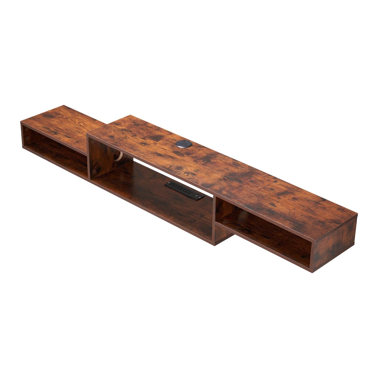 VEVOR Floating TV Stand, 70" Wall Mount Entertainment Center with Power Outlet & Cable Hole, Modern Floating TV Shelf with Storage Cabinet for DVD Player, Cable Box, Game Console, TV Accessory, Wood