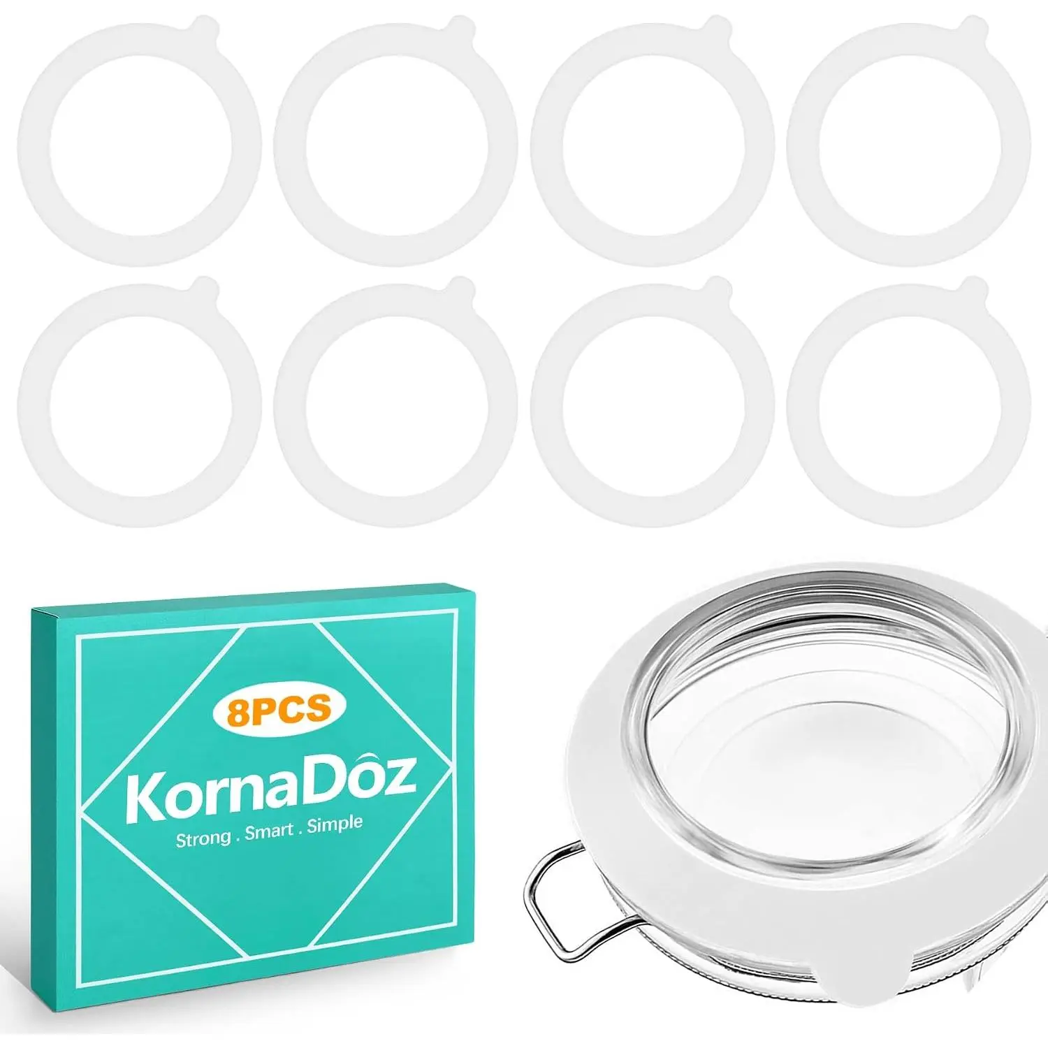 8 Pack Canning Jar Seals for Standard Mouth , Airtight  Seal ,  Rubber Gasket Ring for  Storage & Preserving, White