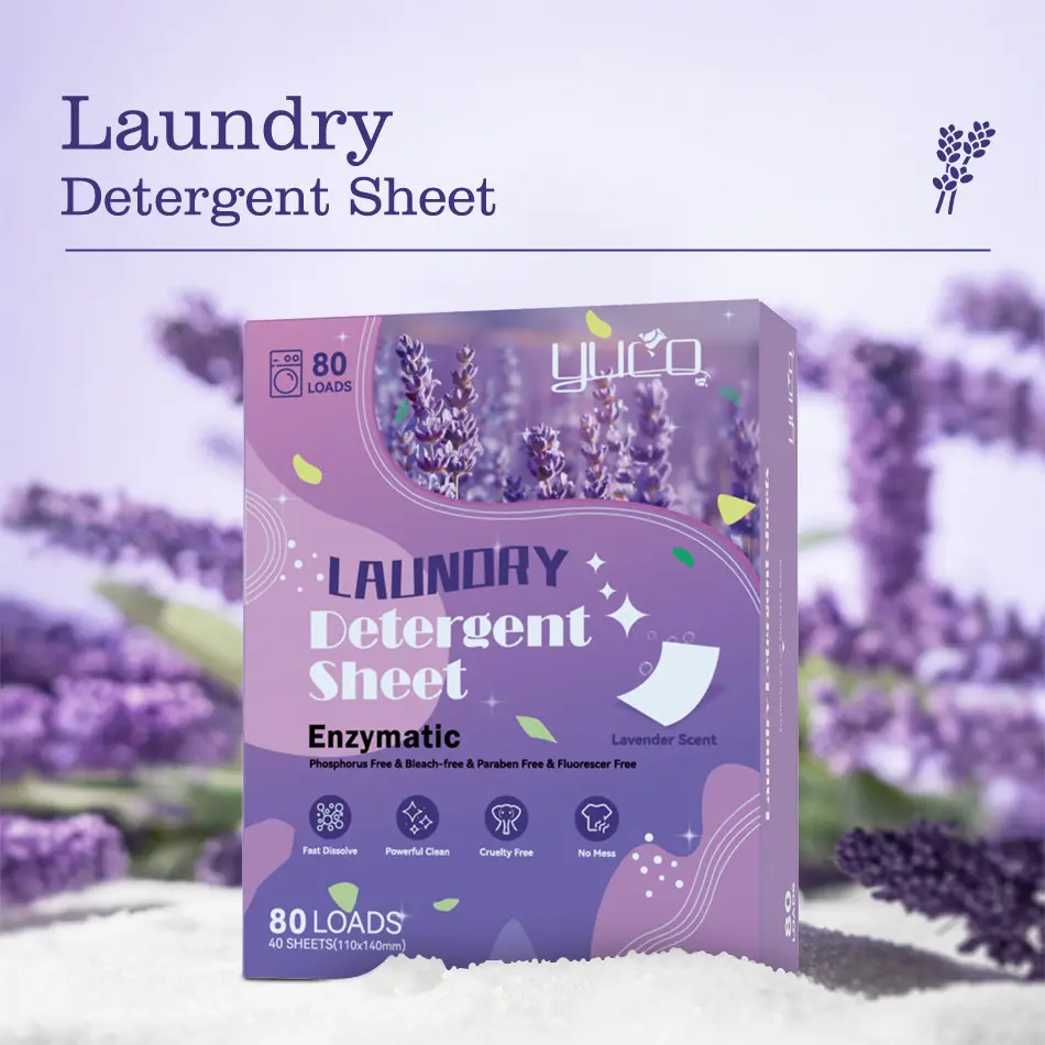 Lavender Laundry Detergent Sheets, Eco-Friendly Multi-Effect Stain Removal & Long-Lasting Fragrance