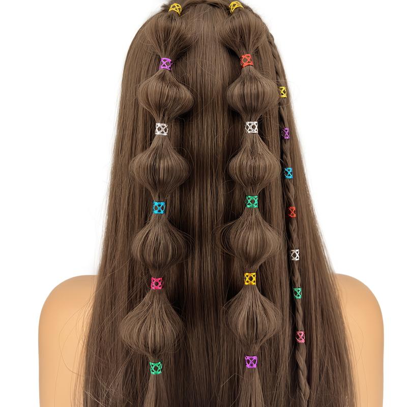 100pcs Adjustable Durable Boho Chic Hair Jewelry Set, Geometric-Patterned Alloy Hair Rings, Metal Cuffs for Braids and Dreadlocks, All-Season Hair Accessories