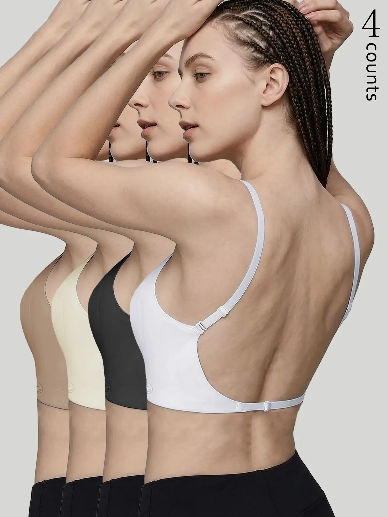 Women's Backless Bra, Multi-Function Convertible Straps, Sleeveless Design, Ideal for Daily Wear, Elegant Style, Medium Support