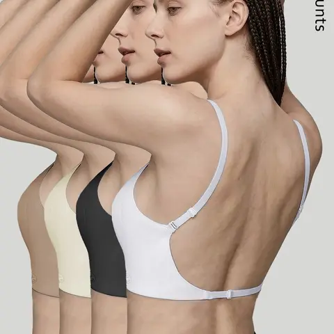 Women's Backless Bra, Open Back Bra, Adjustable Bras, Multi-Function Convertible Straps, Sleeveless Design, Ideal for Daily Wear, Elegant Style, Medium Support, Bra Pack