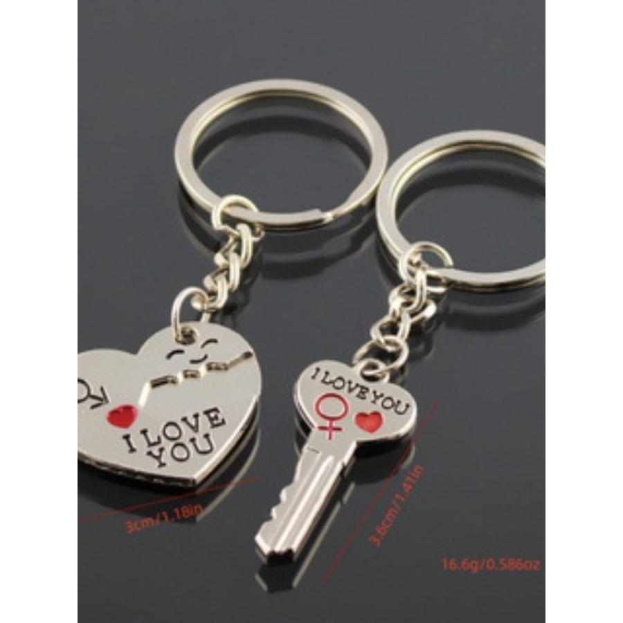 2pcs Set Men Women Cute Heart Key Keychain Couple Key Ring Lovers Key Chain Jewelry Accessory Gift