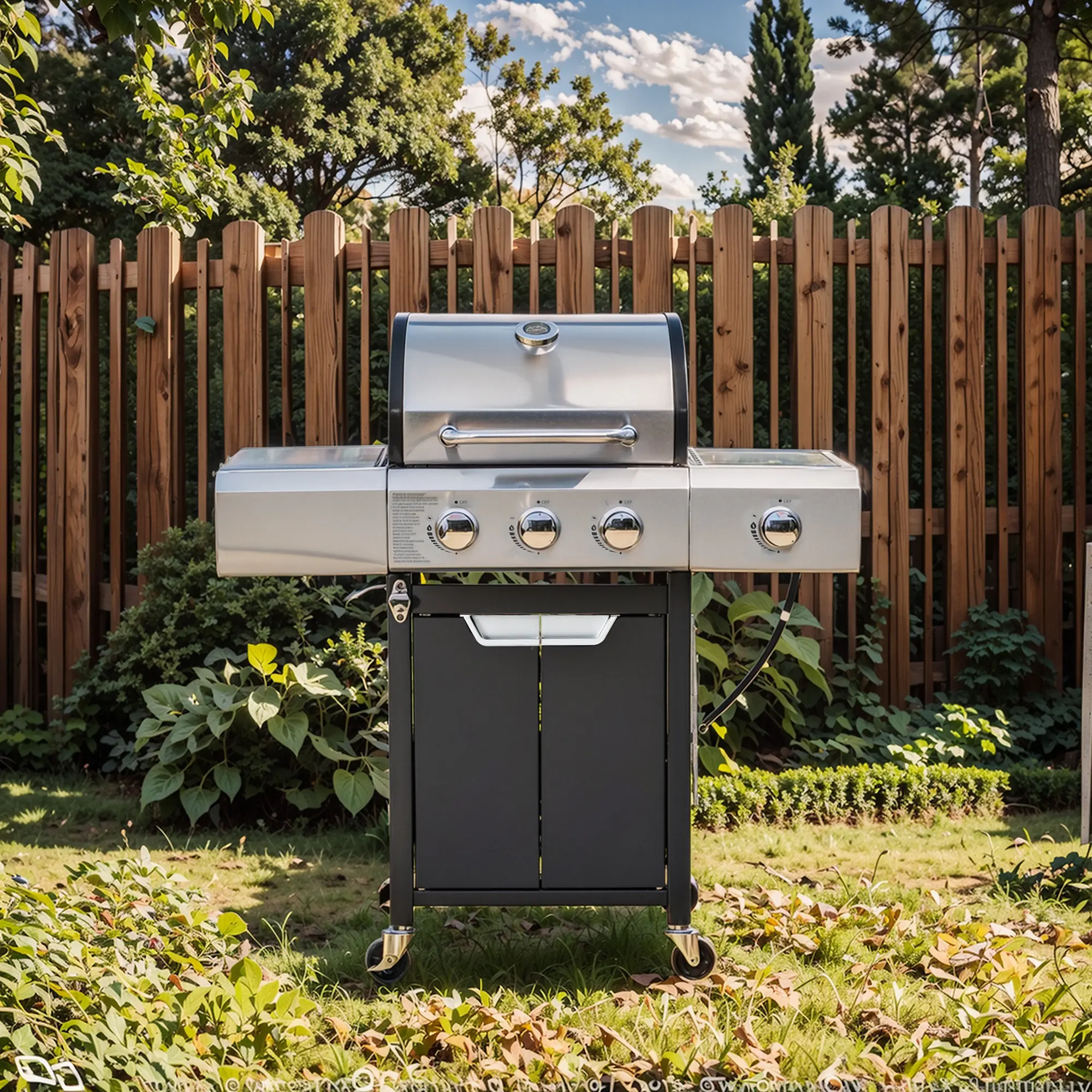 ARCH 3-Burner Propane Gas Grill - Stainless Steel BBQ with Side Burner, Rack, 40500 BTU, 376 Sq In Cooking Area, Backyard Setup, Outdoor Grilling, Camp Kitchen Use, Silver, Product Dimensions, Backyard Cookouts, Outdoor Setup