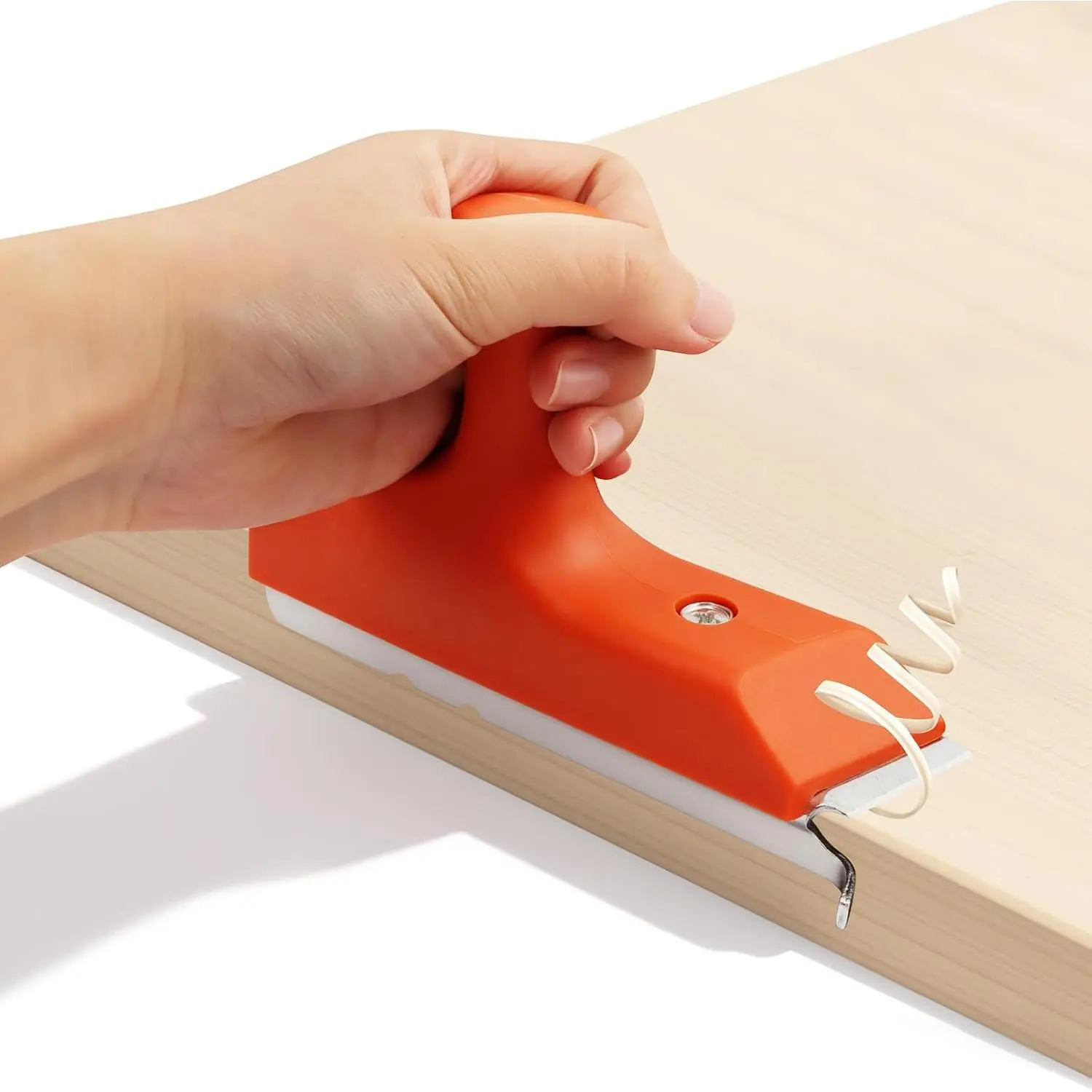 Red Woodworking Banding Trimmer - Stainless Steel Construction, Ergonomic Grip for Veneer, PVC, ABS; Handles Straight Edges, Curved & Chamfered Edges for Deburring Work