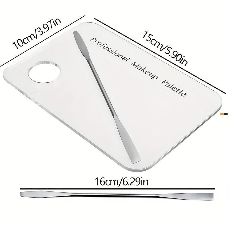 Professional Eyeshadow Tool Makeup Tool for Women, 2 Counts/set Clear Makeup Mixing Palette Tray with Stainless Steel Mixing Stick, Durable Acrylic Cosmetic Tools Set, Eye Makeup Accessories, Valentine's Day Gift