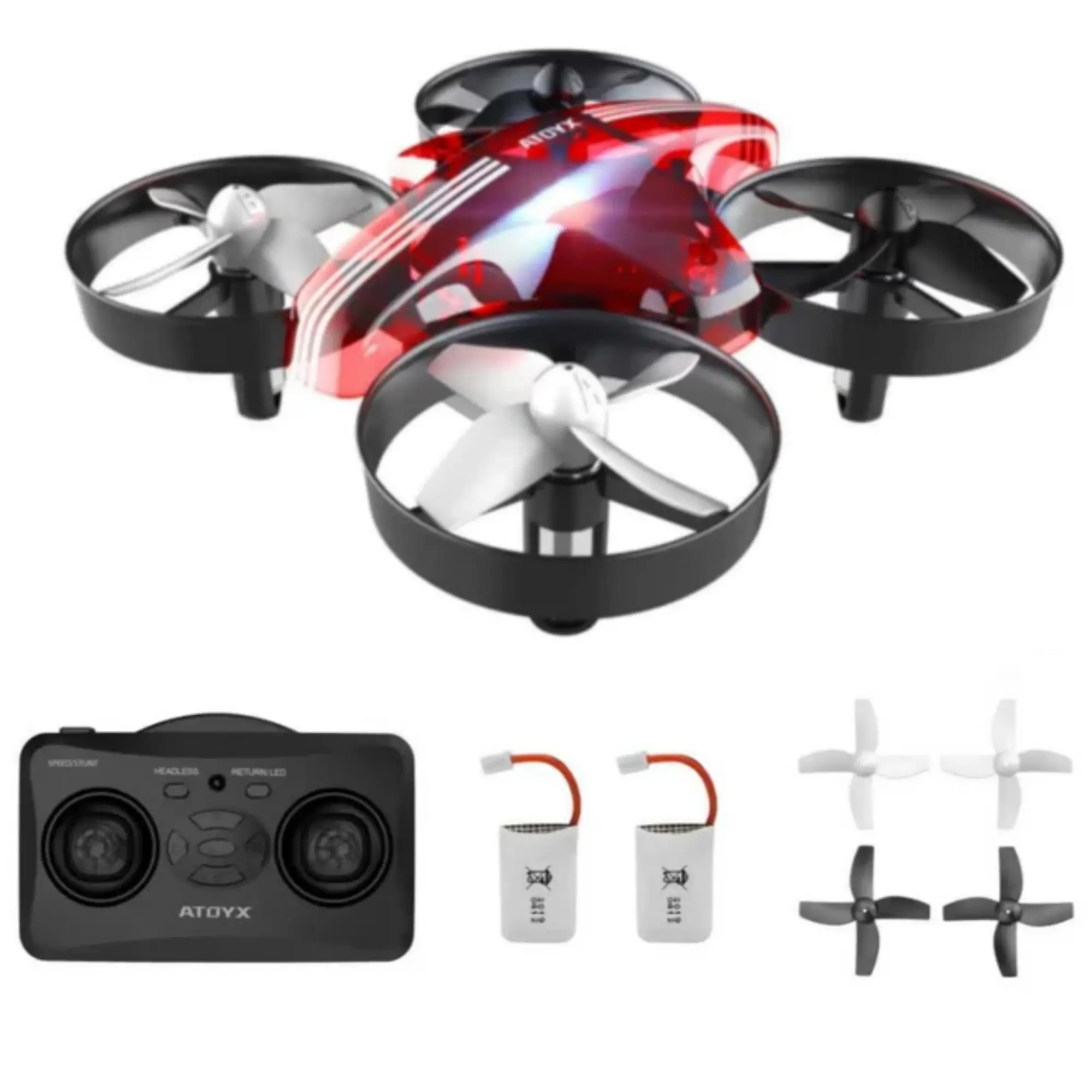 Mini Drone for Kids & Beginners, Indoor RC Nano Helicopter Quadcopter with Auto Hovering,3D Flips,Portable Hand Operated, Birthday＆ Children's Day Gift for Boys and Girls,Headless Mode & Remote Control,Red.4-blade design-ATOYX