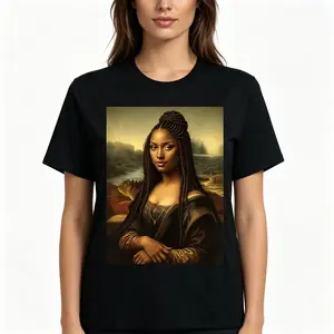 "African American Mona Lisa Art Smooth Heritage Pride Graphic Top" Graphic Unisex Tee |   All-Season Breathable Top