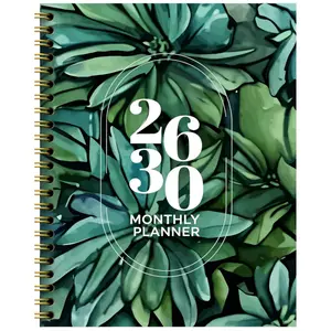 2026-2030 Monthly Planner/Calendar - January 2026 to December 2030, 5-Year Monthly Planner, Green Plant Themed Cover Design Notebook, Annual Calendar Planning, Monthly Tabs, 60-Month Calendar, 5.5 inches x 8.3 inches, Thickened Paper, Elastic Cover, Durab