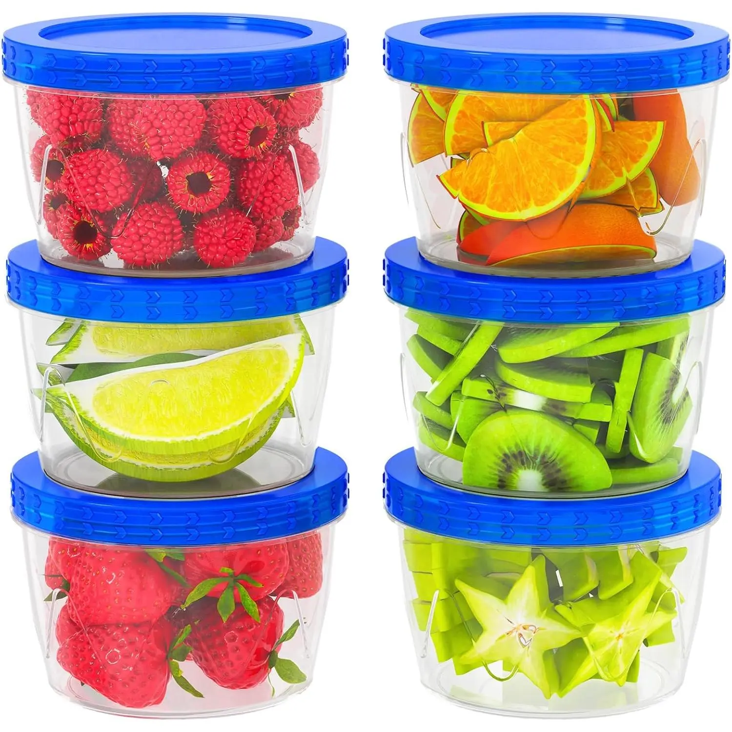 6 Pack-17oz  Freezer Storage Containers, [STURDIER and  DURABLE] Airtight Plastic  Storage Containers with Twist Top , || Stackable | Leakproof| Microwave/Dishwasher Safe