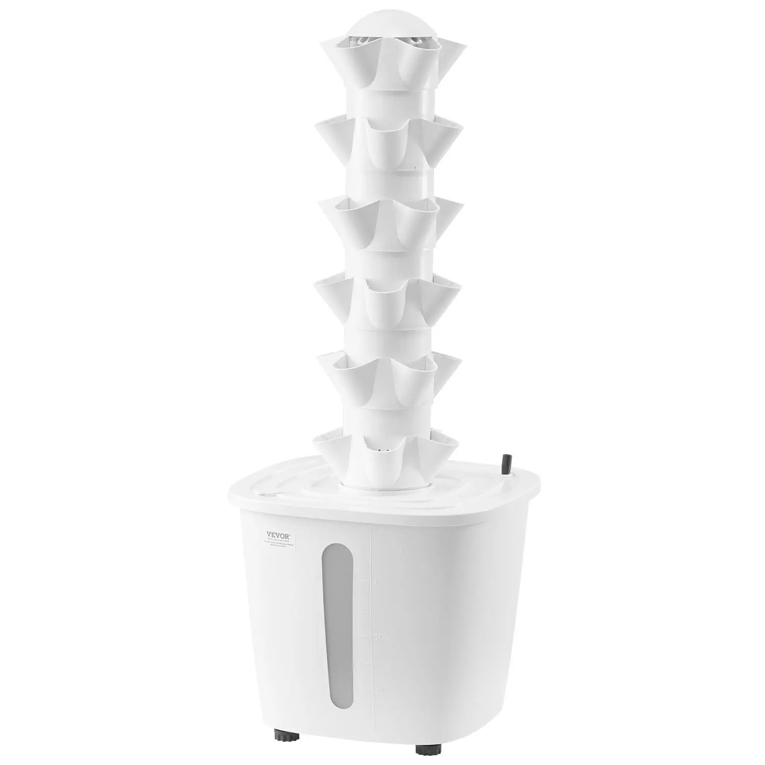 VEVOR Plastic Hydroponic Growing Kit, 30-Pod 6-Tier Vertical Tower Form Indoor Garden, Toolless Set-Up with Water Pump Timer & Circulation System for Balcony Herbs Fruits Vegetables