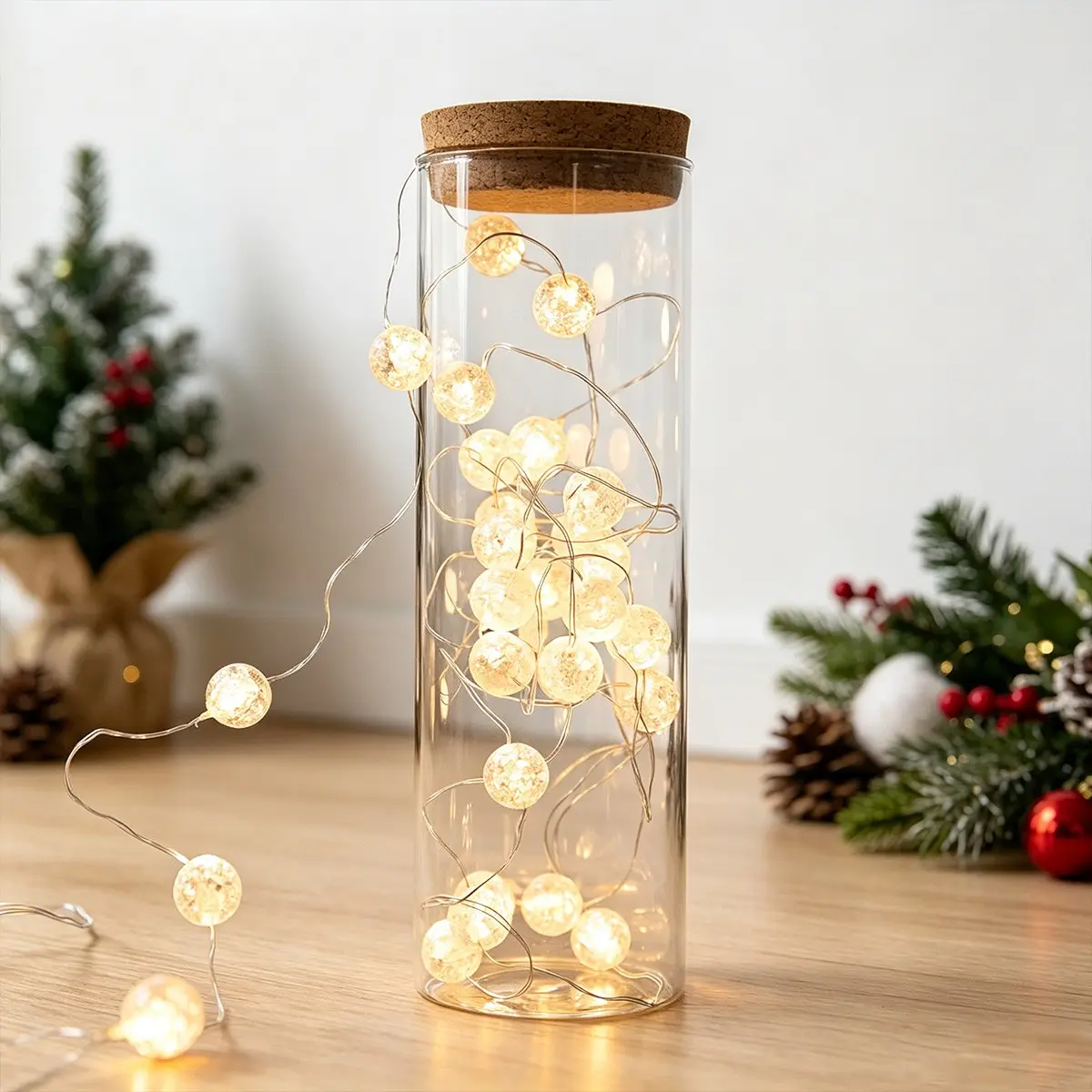 Crackle Bead Fairy String Lights, 10 ft 30 LED Battery Operated Decorative LED Lights for Cottagecore Bedroom Room Decor, Boho Dorm Wall Decor, Home Decor, Wedding Party Decor, Aesthetic Indoor Fairy Lights