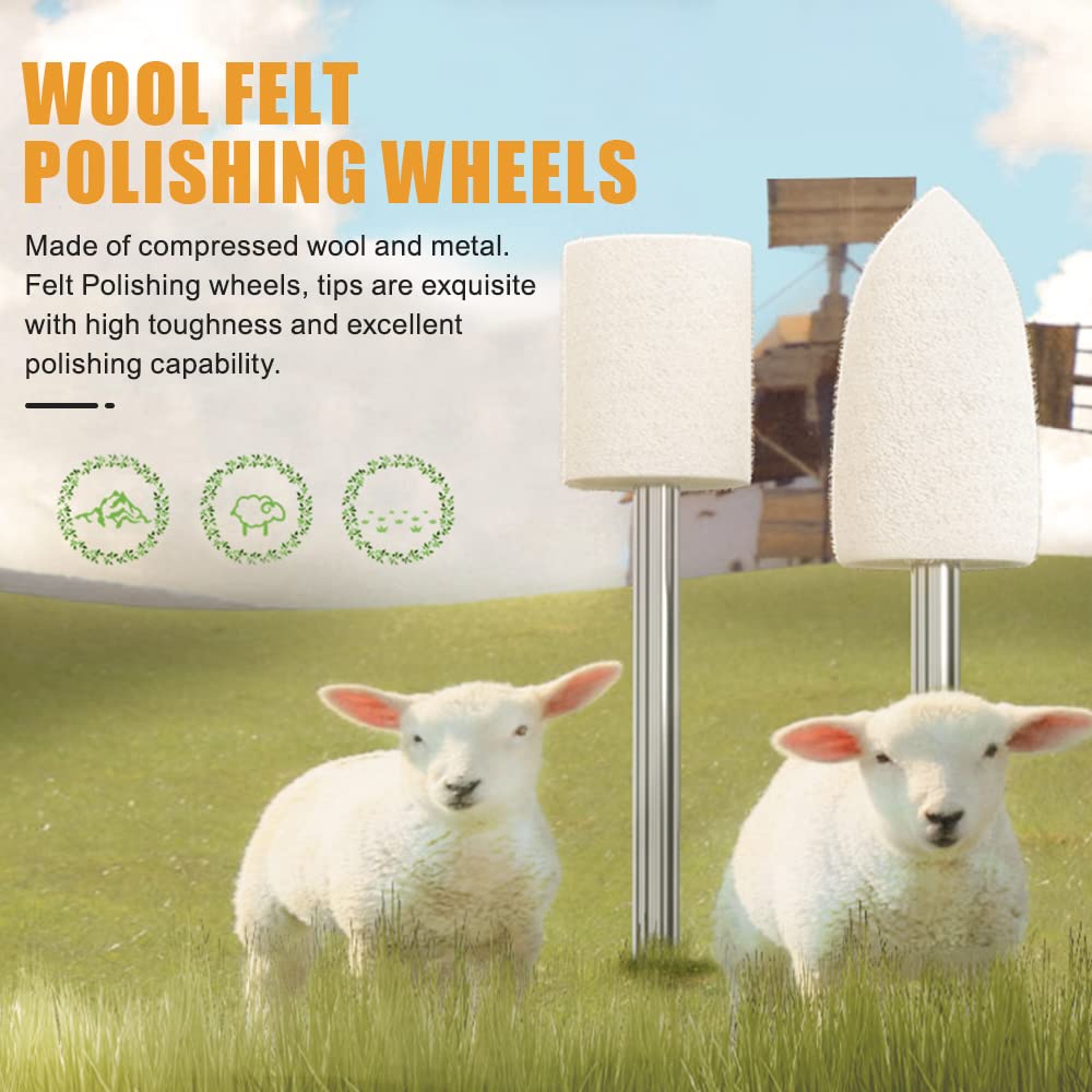 80 count Polishing Buffing Wheel for Dremel Polishing Kit,  Felt Polishing Wheel for Dremel Rotary Tool Accessories, with 1/8" Shank for  Metal Polishing