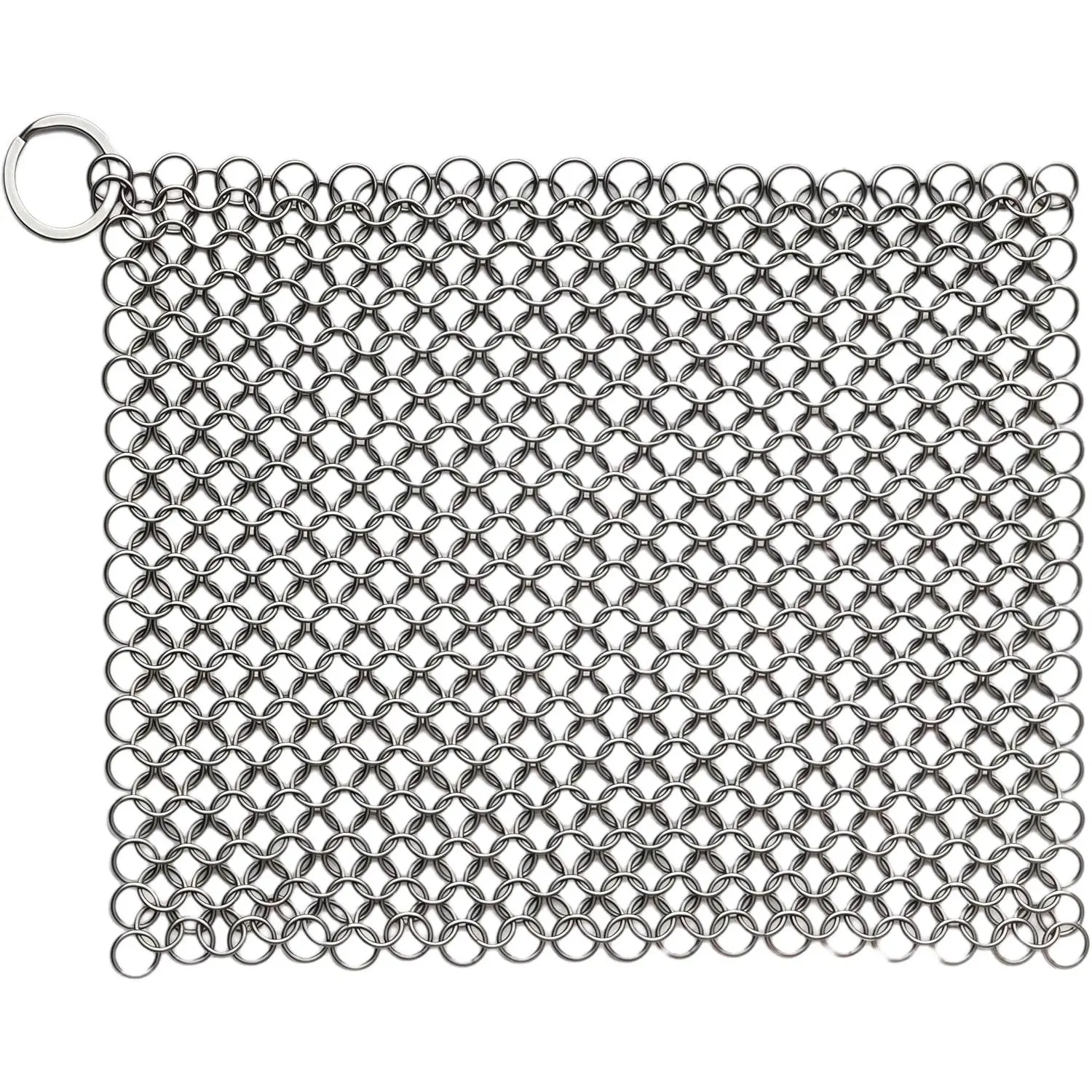8"x6" Cast Iron Scrubber Stainless Steel Chainmail Cleaner for Pre-Seasoned Pans, Griddles, BBQ Grill and Pot Cookware Cleaning