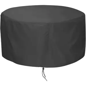 Fire Pit Cover, 48 inch Cover for 45-48 inch Round Firepit, Windproof UV-Resistant Heavy Duty Cover for Outdoor Patio Firepit Table - Black