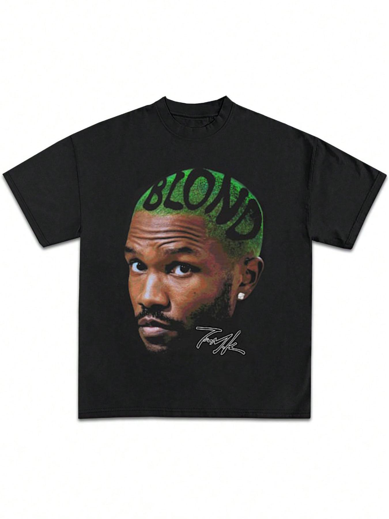 Unisex's Rapper Graphic Print Round Neck Tee, Fashion Casual Short Sleeve T-shirt for Daily Wear, Unisex Top for All Seasons