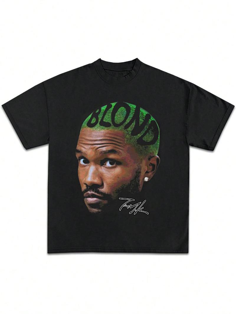 Unisex's Rapper Graphic Print Round Neck Tee, Fashion Casual Short Sleeve T-shirt for Daily Wear, Unisex Top for All Seasons