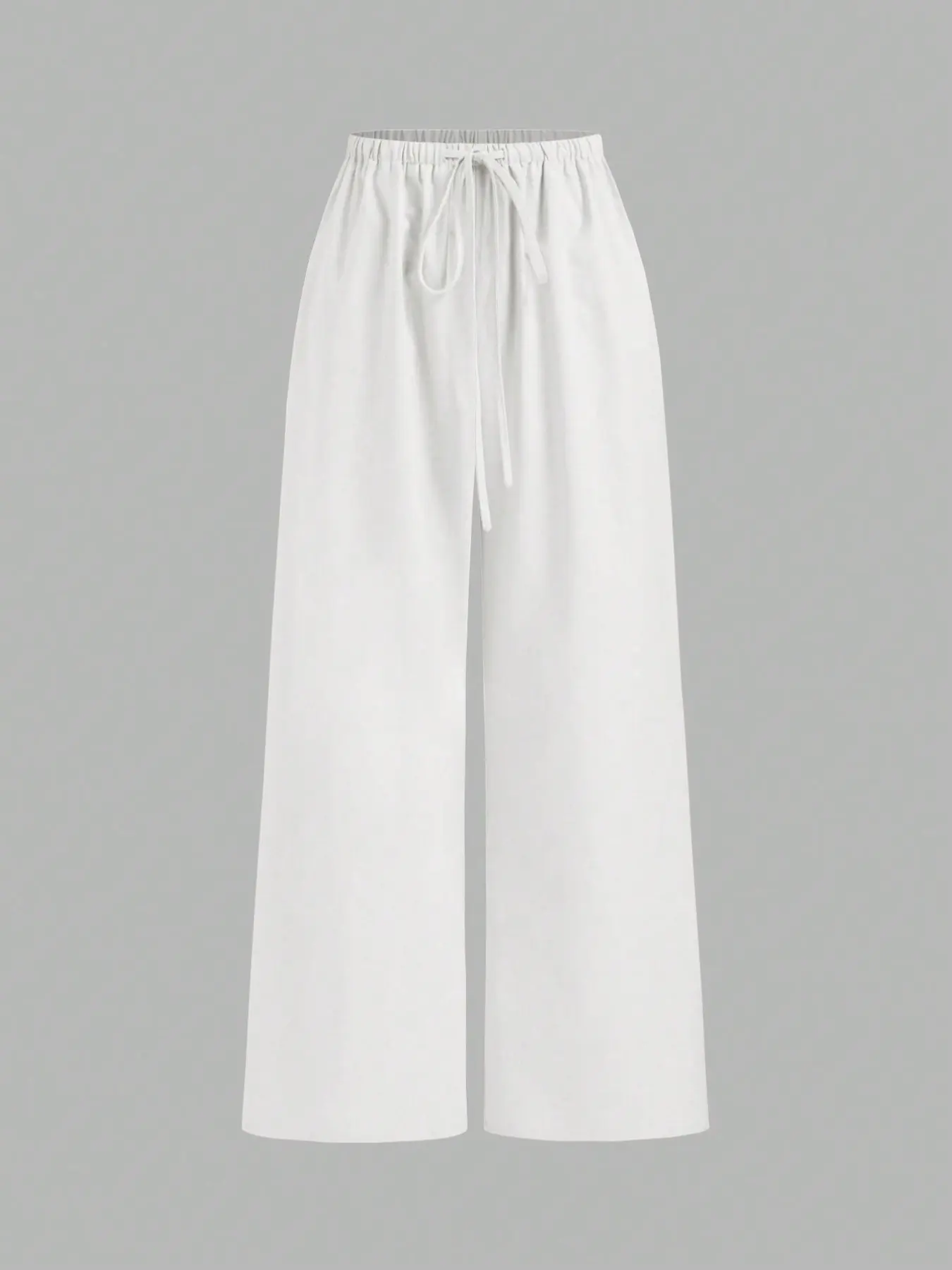 Women's High-Waisted Wide Leg Pants, Elastic Waist Adjustable Drawstring Straight Leg Jeans, Simple Slimming Solid Casual Trousers