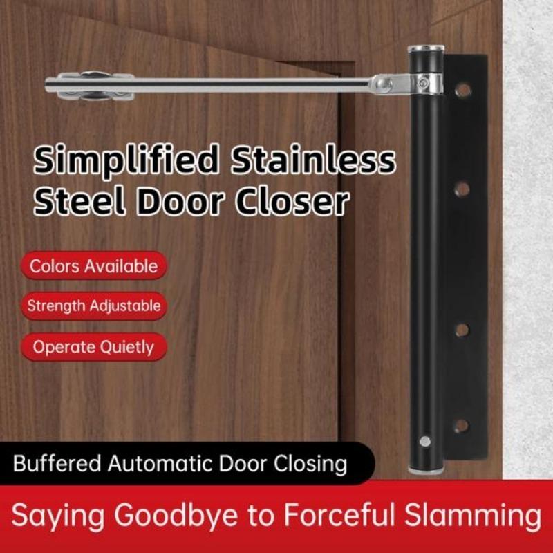 Automatic Door Closer for Home Easy to Install | Safety Spring Door Closers | Auto Soft Close to Convert Hinged Doors to Auto Self Closing | Adjustable Catch Speed | with Arm, Screw, Wrench