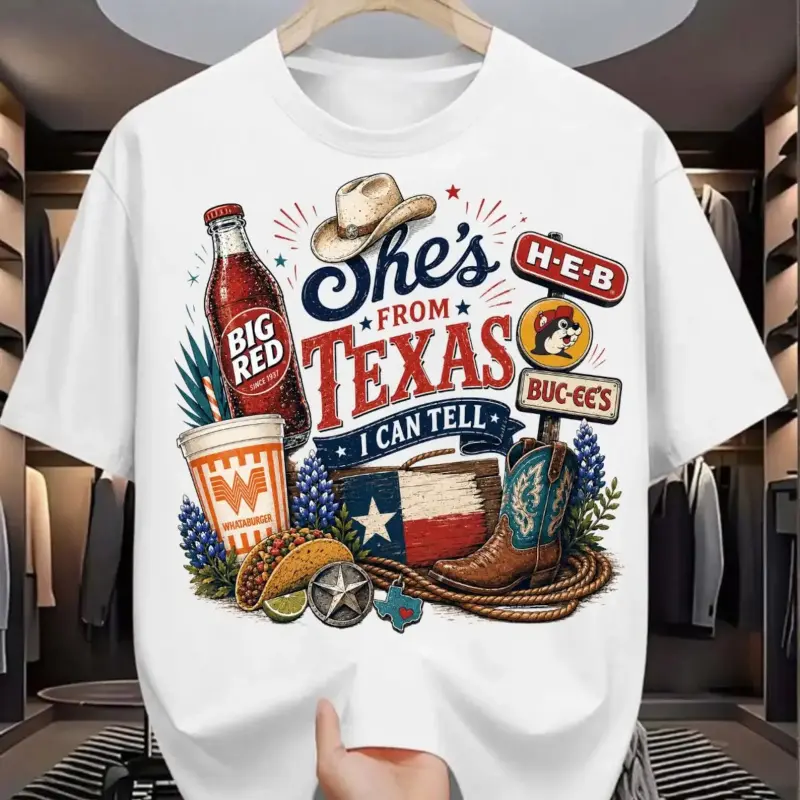 She's From Texas Big Red Shirt, She is From Texas I Can Tell Shirt, Girly Western Texas Shirt, Texas Girl Western Shirt, Gift For Her, Womenswear