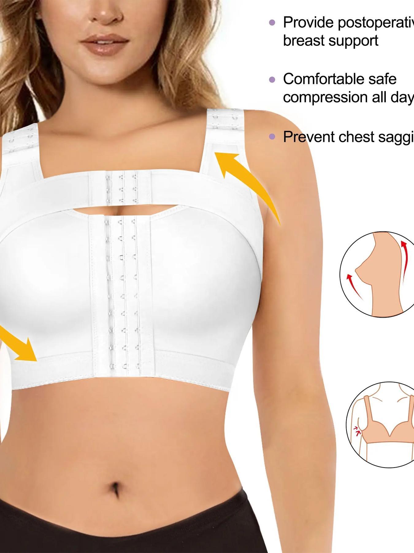 Women's Plain Hook Closure Buckle Front Lingerie Top, Push Up Bra, Supportive Wireless Bra, Comfortable Compression Adjustable Support Straps Lingerie Top, Women's Underwear for All Seasons