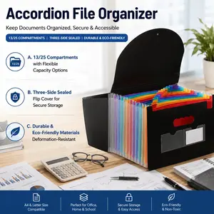 13-Pocket Expanding File Organizer with Flap, Durable Document Folder for Student Info Storage, Secure Important Papers, Portable Multi-Layer Filing System for Easy Daily Use and Travel