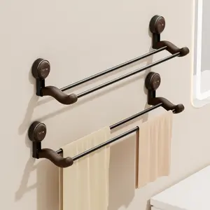 Double Towel Bar Rack, Wall Mounted Bathroom Towel Holder, No Drill Towel Organizer for Shower, Kitchen, RV & Small Spaces shoe