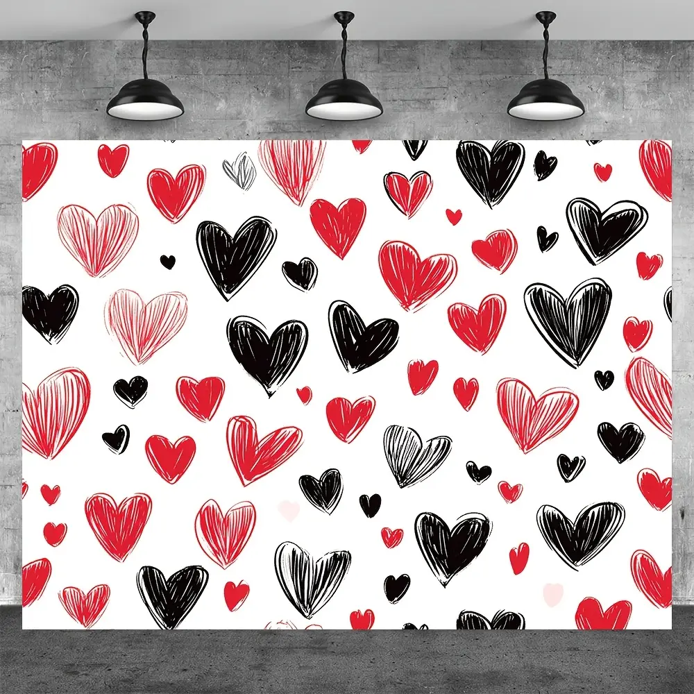 Valentine'S Day Heart Tapestry , Polyester Wall Decor, Love Theme Photo Background for Party Decoration