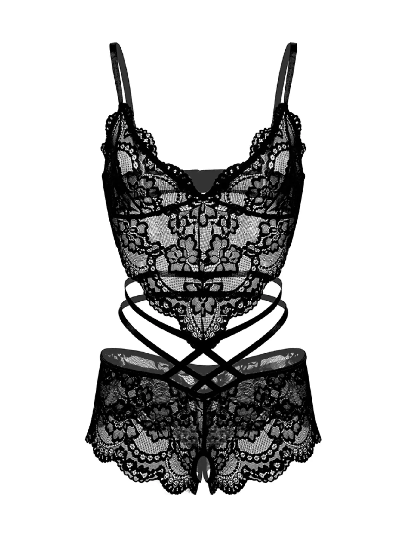baddie Women's Sexy Vintage Lace Open Back Bodysuit, No Steel Cup, Hollow Out Cross Design, Teddy Style, Lingerie, Elegant Evening Dress babydoll cool girl outfits dormir elegante rave outfit silk pijama lenceria sexi mujer whimsy clothing