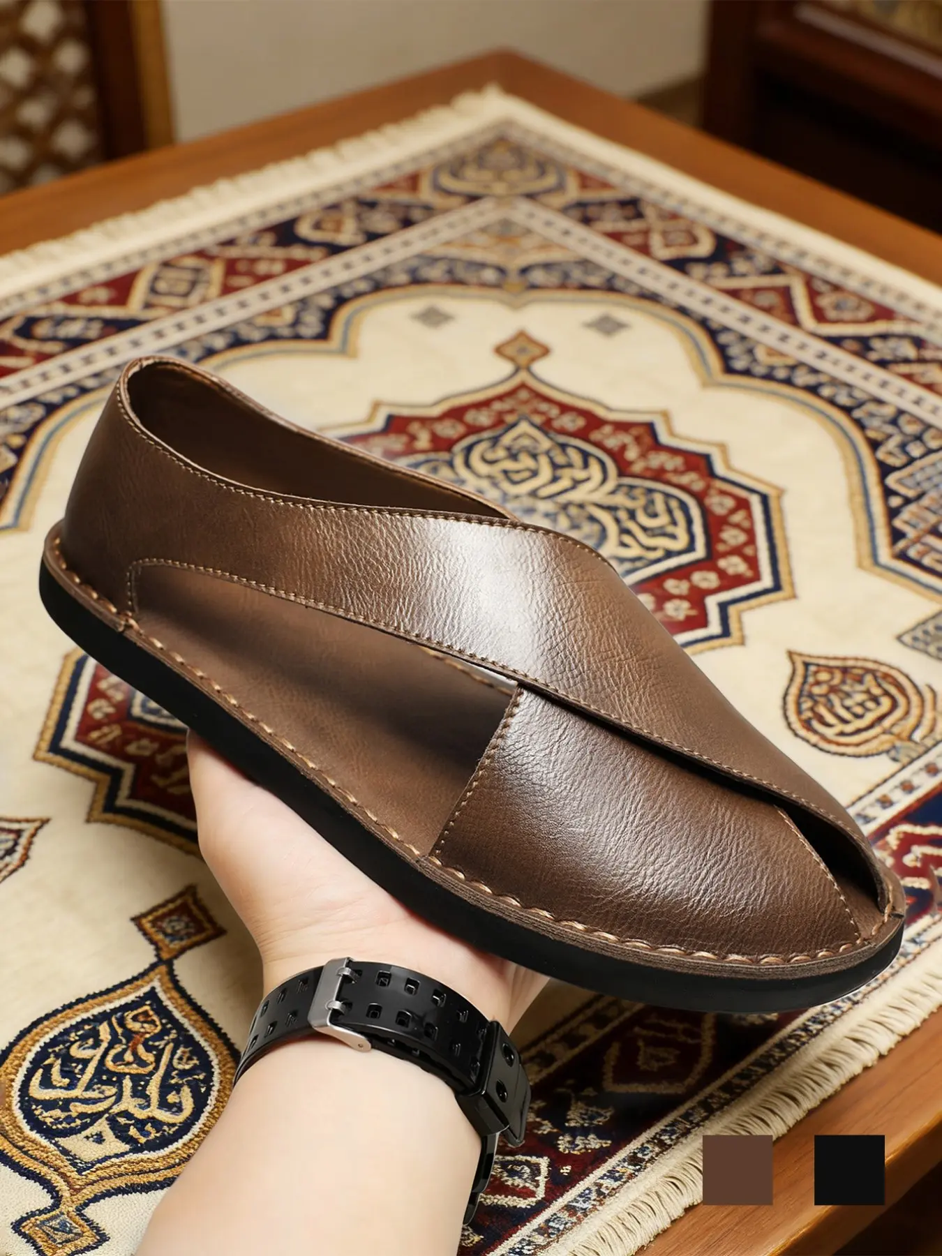 Men's Cross Strap Arabic Sandals Fisherman Sandals, Retro Casual Summer, Breathable Lightweight Non-Slip Wide Width, Microfiber Leather, Plus Size, Beach Vacation Outdoor Sandals, Summer Footwear, Casual Beach Shoes