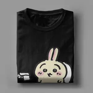 Men Usagi on the Toilet Potty Chiikawas Hachiware Poop Meme T Shirt  Pure Cotton Clothes O Neck Tee Shirt Birthday Gift T-Shirts