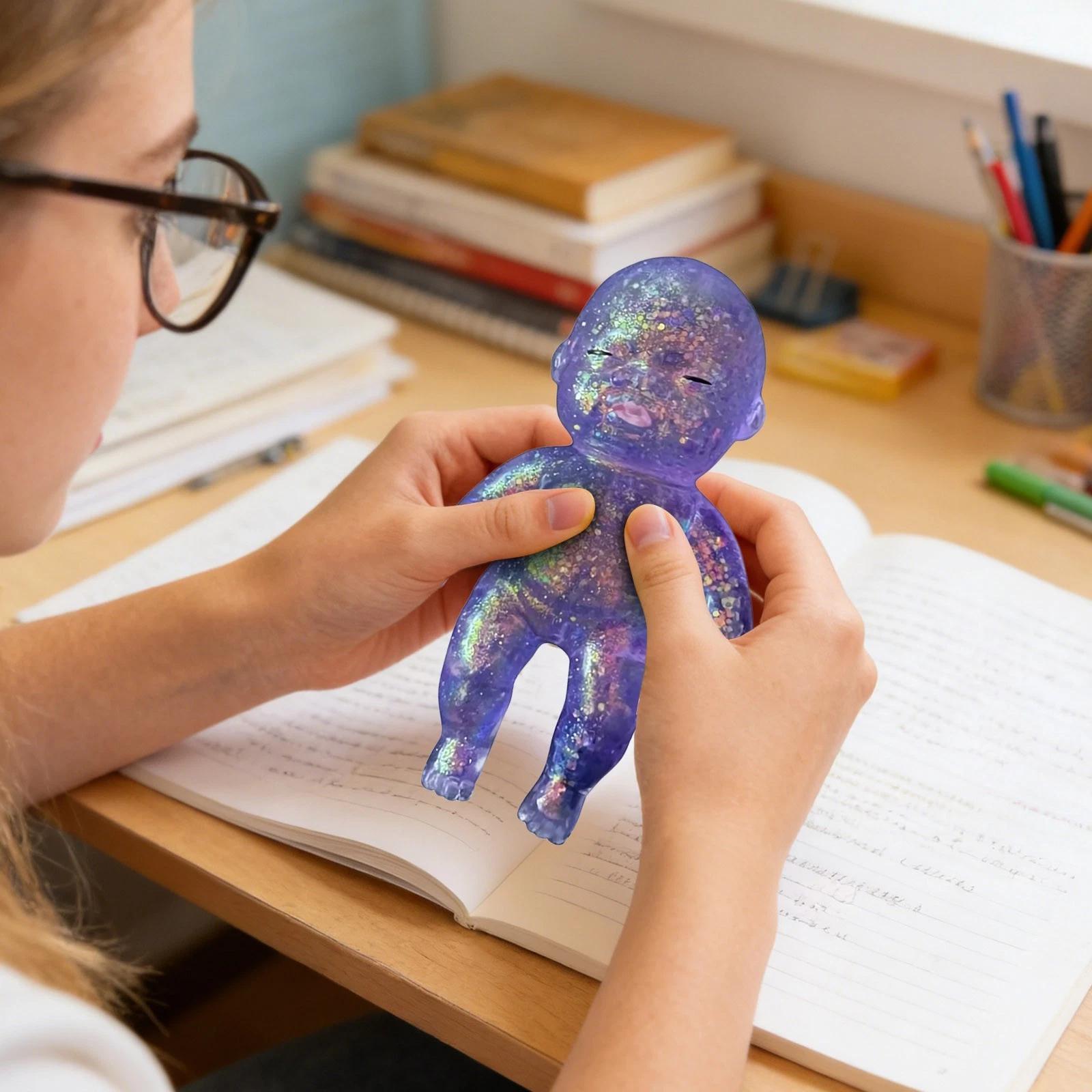 Large Sparkly Curiosities Sugar Swaps Jumbo Baby Squishie, Stretchy Squeezable Collectible Trading Toy, Stress Relief Sensory Fidget Toys for Kids and Adults