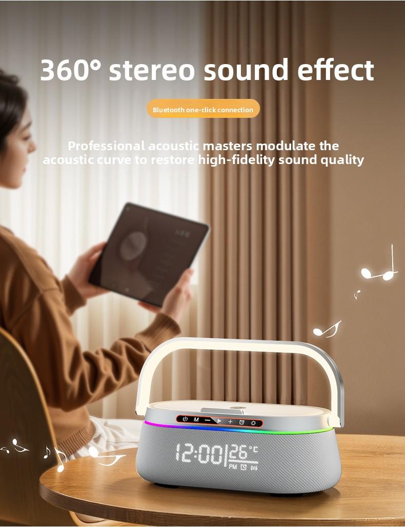 Best-selling all-in-one wireless charger, colorful LED smart desktop clock, alarm clock, portable Bluetooth speaker