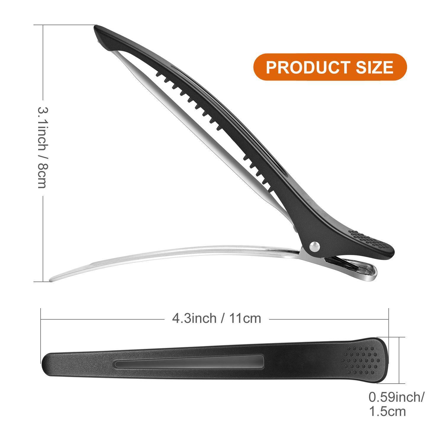 Professional Hair Clips, 12pcs/set Non-slip Silicone Band Design Hair Clips, Hair Styling Accessories for Salon, Barber Shop